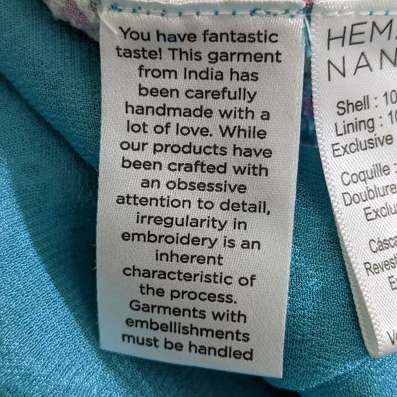 HEMANT AND NANDITA Kefi One Shoulder Mini Dress in Blue & Pink - size XS NWOT - Picture 14 of 15